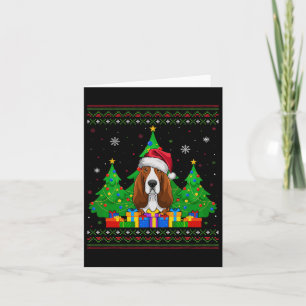 Carte Doux moche arbre de Noël Santa Hat Bet Hound Do