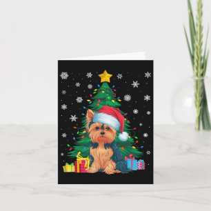 Carte Doux moche sapin de Noël éclaire Yorkie Chien Sant