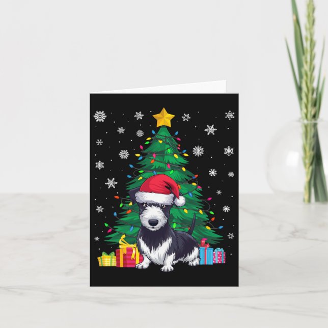 Carte Doux moche sapin de Noël Lumières Rat Terrier Chie (Devant)