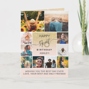 Carte Doux moderne 16 or anniversaire 11 photo collage