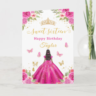 Carte Douze Ans Sucrés Princesse Rose Chaud Fille Afro-A
