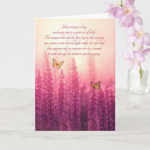 Carte Douze Étapes de Fleurs Sauvages Roses et Papillons