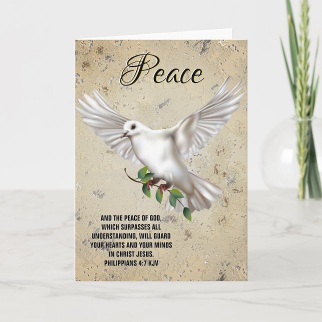 Carte Dove de la paix Scripture personnalisée Verse (Devant)