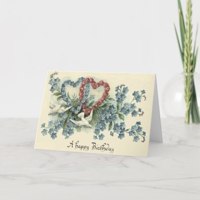 Carte Dove Heart Oublie-Me-Pas Rose (Devant)
