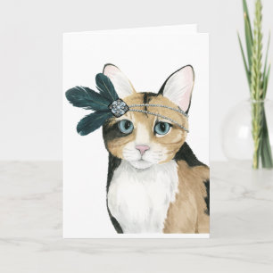 Carte Downton Cat   Bejeweled With Feathers