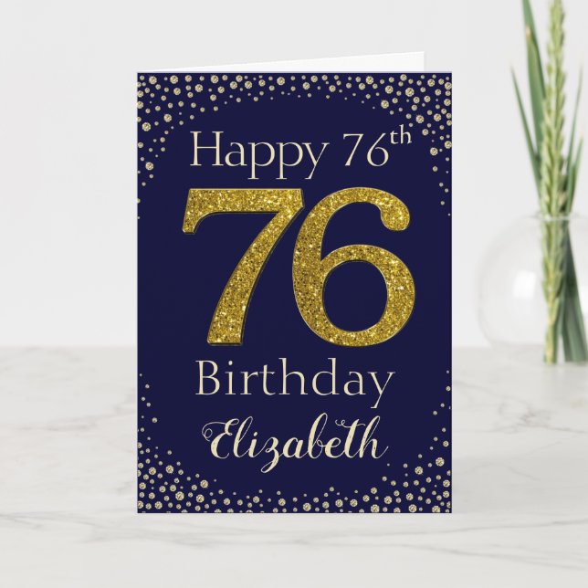 Carte d'Parties scintillant d'or 76e anniversaire (Devant)