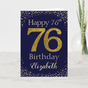 Carte d'Parties scintillant d'or 76e anniversaire