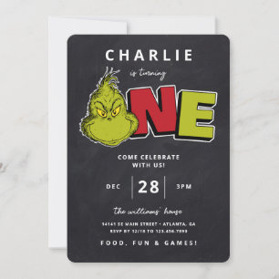 Carte Dr. Seuss Grinch 1er Anniversaire - Tableau noir