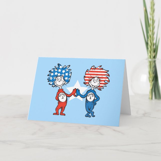 Carte Dr Seuss | Une chose Deux graphiques patriotiques (Devant)