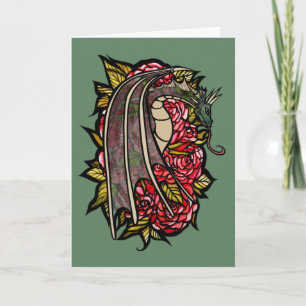 Carte Dragon Art des Roses Rouges