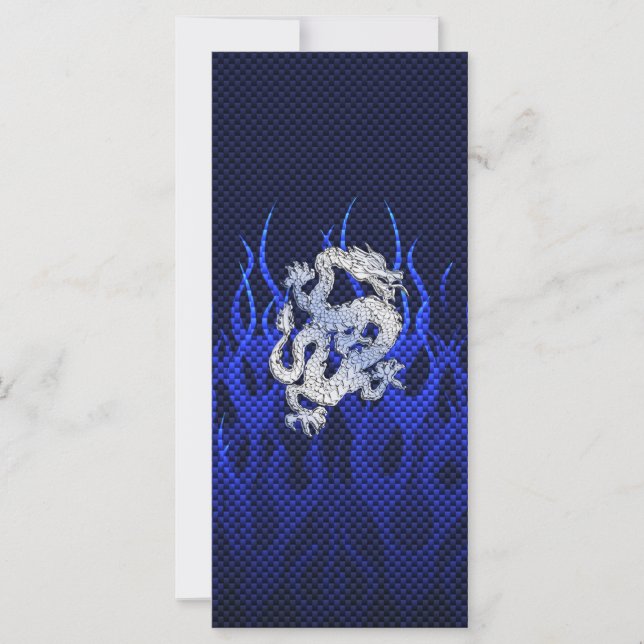 Carte Dragon Bleu dans Chrome Styles de fibre de carbone (Devant)