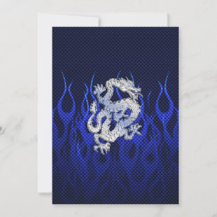 Carte Dragon Bleu dans Chrome Styles de fibre de carbone