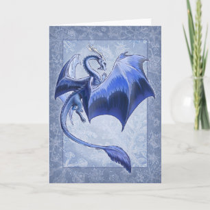 Carte Dragon Bleu d'hiver Imaginaire Nature Art