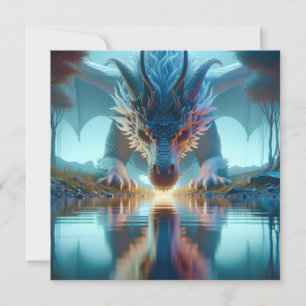 Carte Dragon Bleu Mystique Reflection dans l'eau