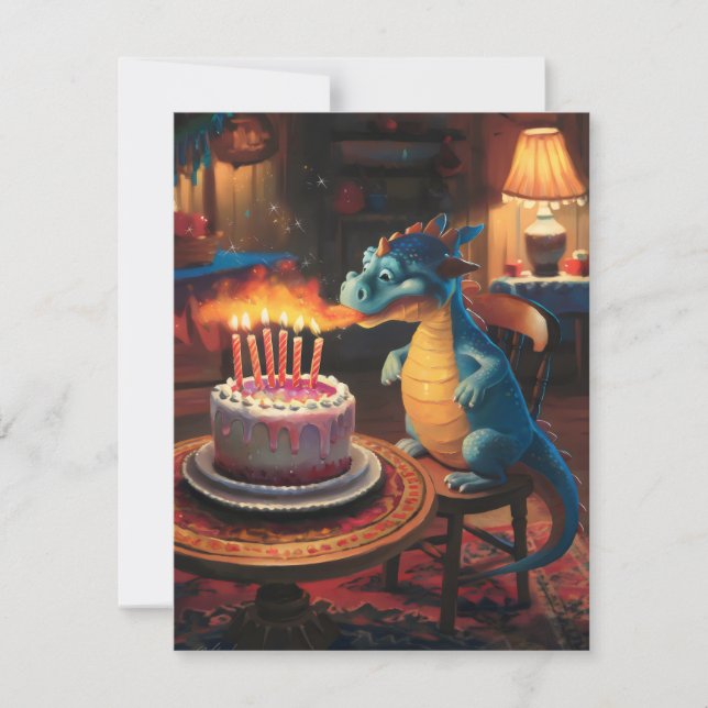 Carte Dragon d'anniversaire. (Devant)