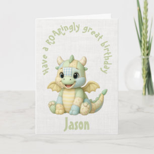 Carte Dragon en peluche pour l'anniversaire d'un jeune e
