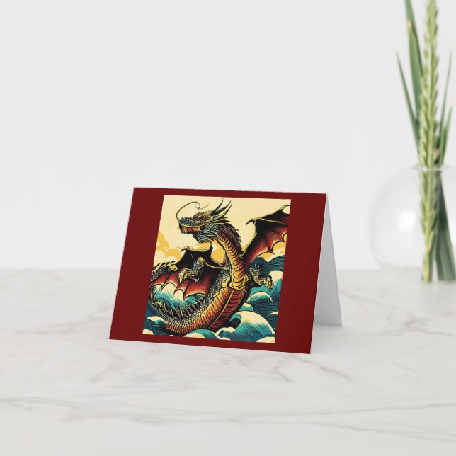 Carte Dragon européen Imaginaire - Bois coupé 2 (Devant)