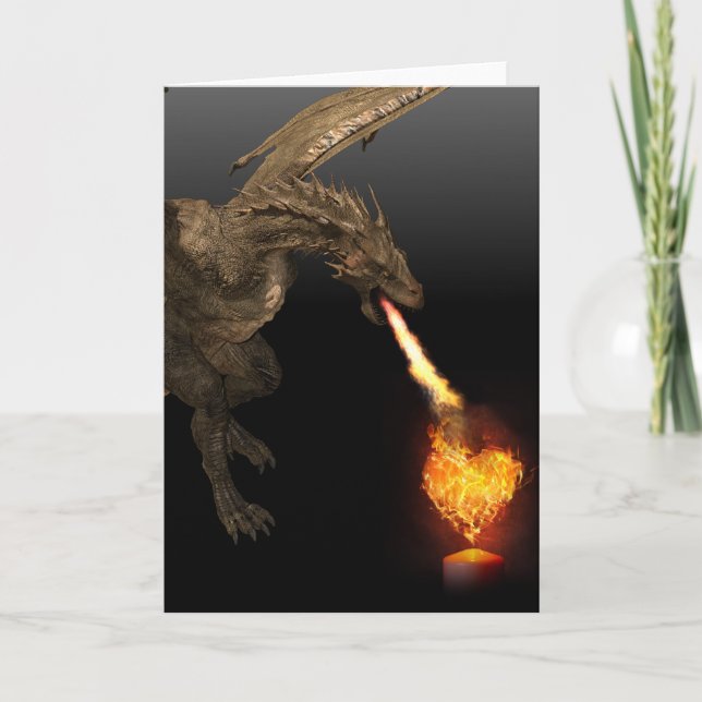 Carte Dragon Fire Respiration Coeur Amour Wyvern (Devant)