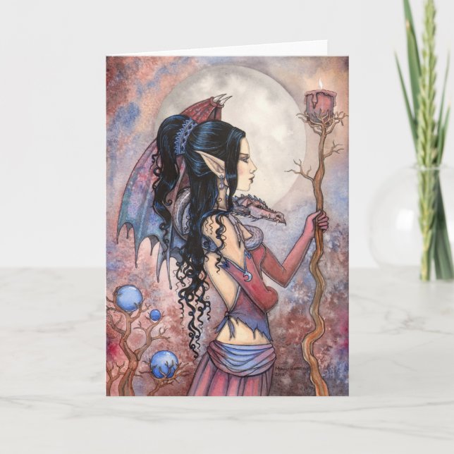 Carte Dragon Girl Gothic Imaginaire Art par Molly Harris (Devant)