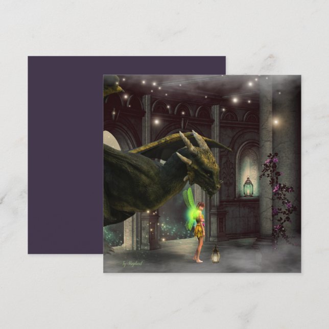 Carte Dragon moderne et Imaginaire de fées (Devant / Derrière)