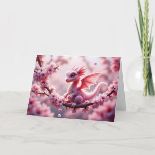 Carte Dragon rose en fleurs