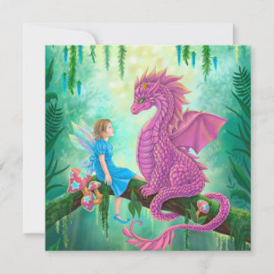 Carte Dragon rose et fée