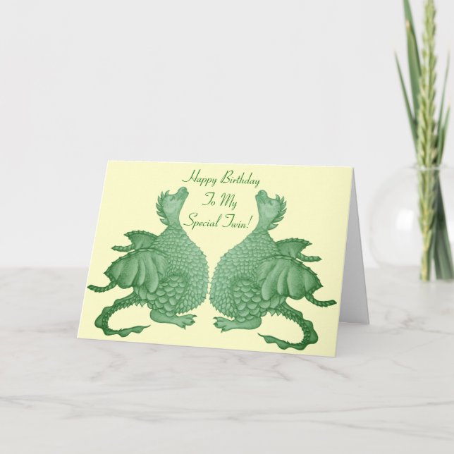 Carte dragon vert mythique créature imaginaire pour jume (Devant)