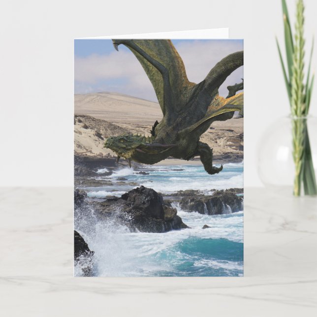 Carte Dragon vert sur la côte (Devant)