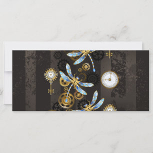 Carte Dragonflies de Steampunk sur arrière - plan rayé b