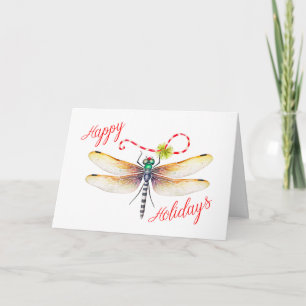 Carte Dragonfly Joyeuses Fêtes Noël Bonbon Canne Xmas