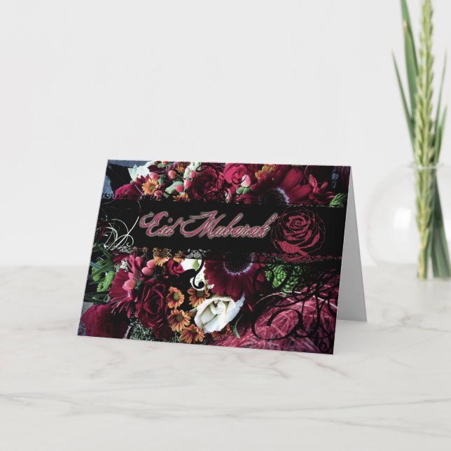 Carte Dramatique Florale Aïd Moubarak (Devant)
