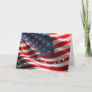 Carte Drapeau 4 juillet Américain Avec Notes Musicales