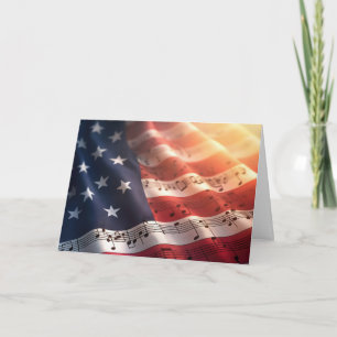 Carte Drapeau 4 juillet Américain Avec Notes Musicales