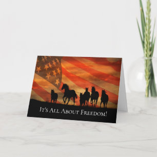 Carte Drapeau 4 juillet Liberté Patriotique Chevaux