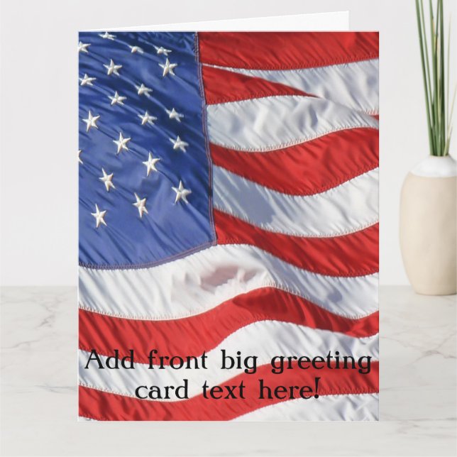 Carte Drapeau américain agitant patriotique (Devant)
