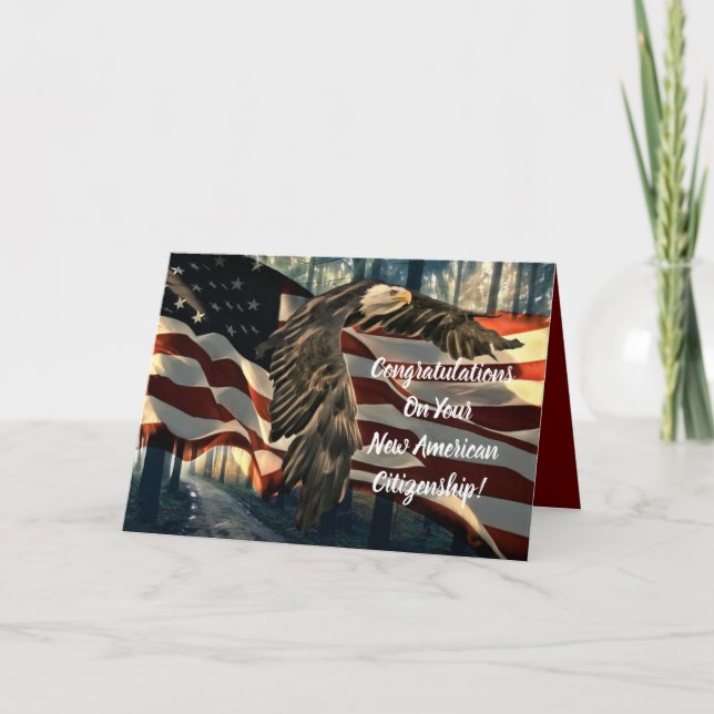 Carte Drapeau américain aigle citoyenneté USA  (Devant)