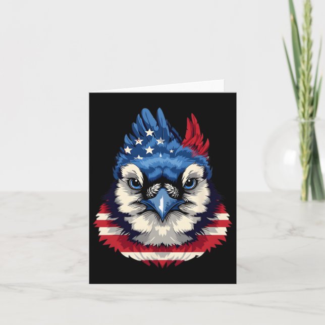 Carte Drapeau Américain Blue Jay Patriotic Bird Visage 4 (Devant)