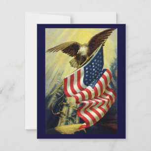 Carte Drapeau américain d'aigle patriotique vintage