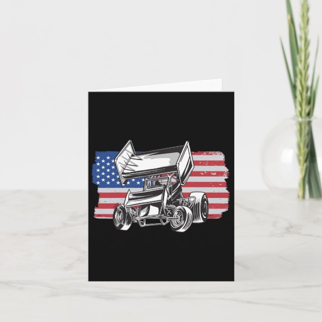 Carte Drapeau américain de course automobile Sprint (Devant)