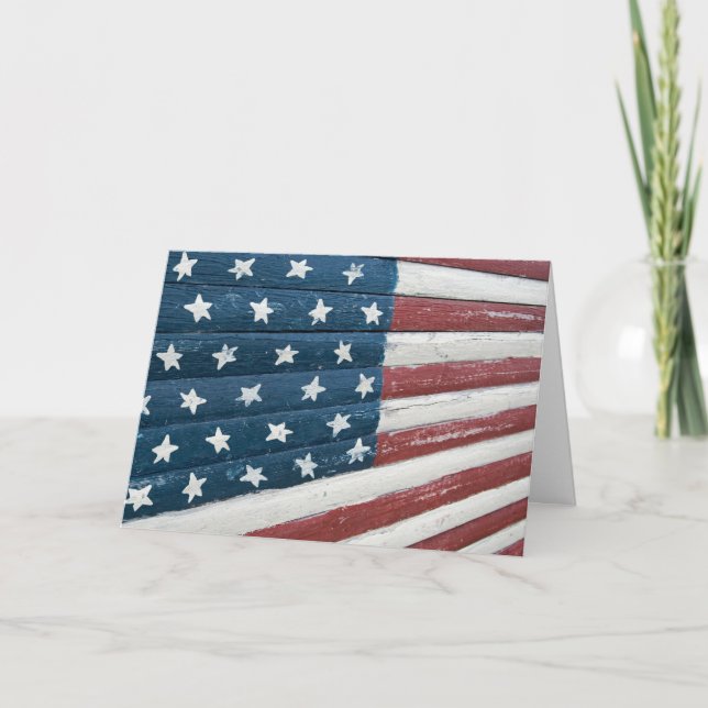 Carte drapeau américain en bois pour la fête des vétéran (Devant)