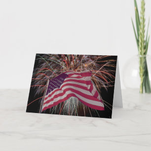 Carte Drapeau américain et feux d'artifice