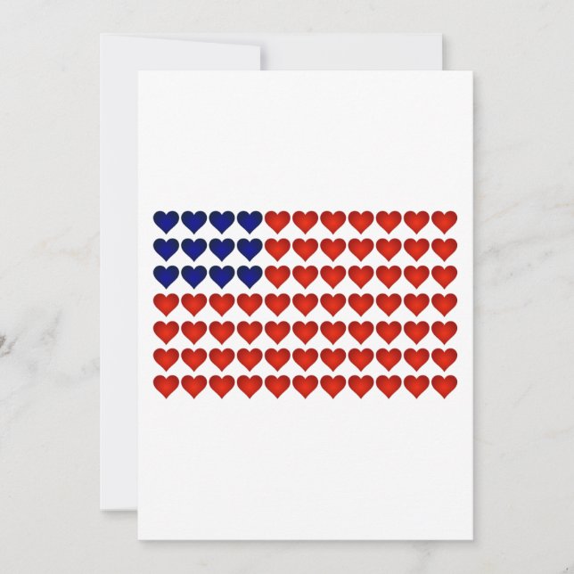 Carte Drapeau américain fait de coeur (Devant)