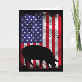 Carte Drapeau américain G Animal de ferme vintage Patrio