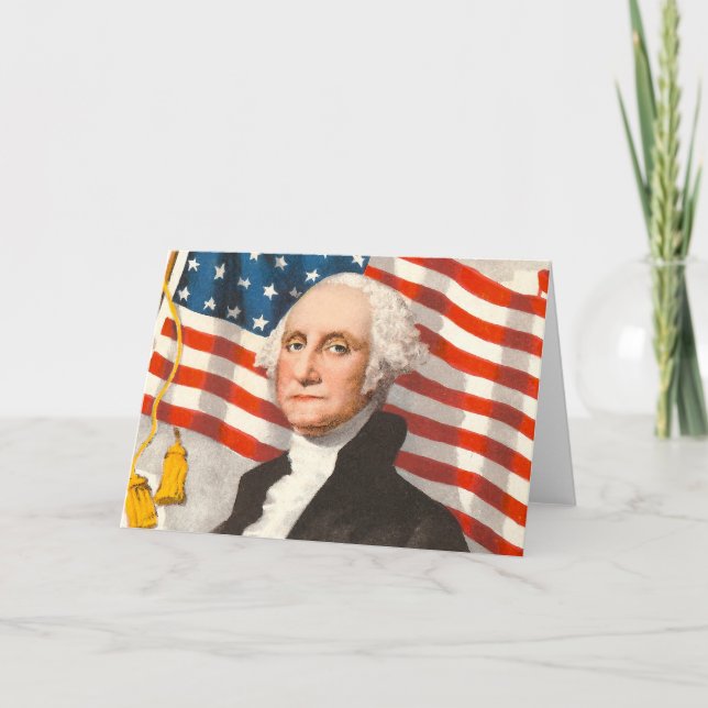 Carte Drapeau américain patriotique George Washington 4  (Devant)