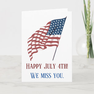 Carte Drapeau américain patriotique vintage au vent