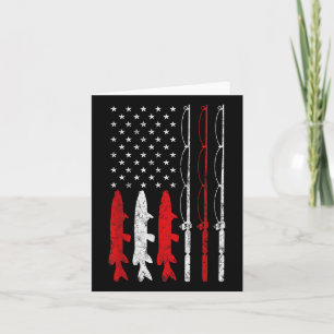 Carte Drapeau Américain Pêche Vintage Cadeau Pour