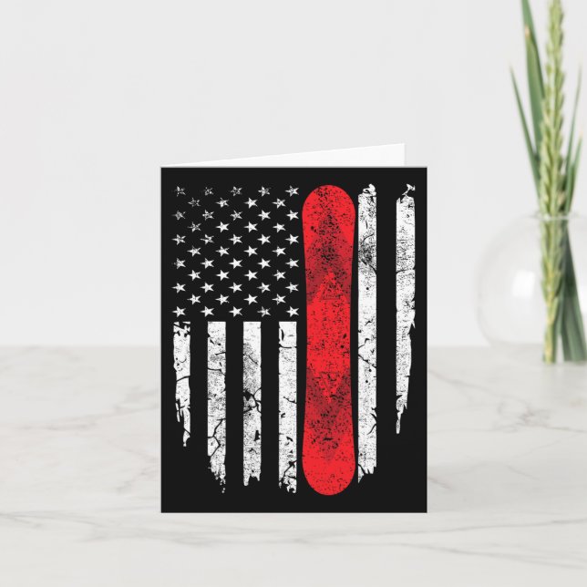 Carte Drapeau américain Snowboard Sports d'hiver patriot (Devant)