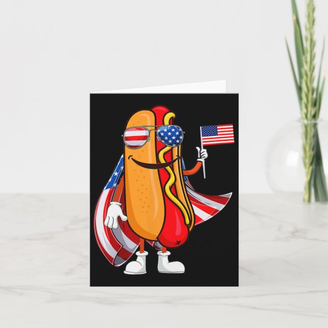 Carte Drapeau américain Sungles Usa Funny 4 juillet Quat (Devant)