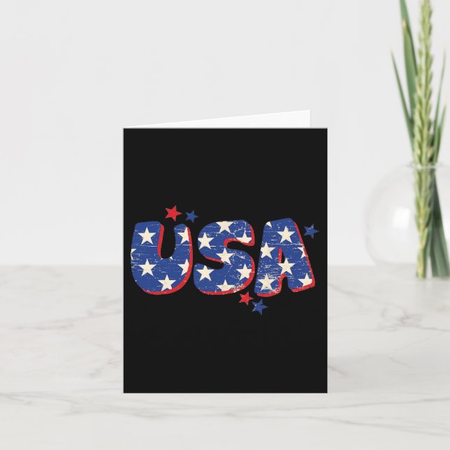 Carte Drapeau américain Usa 4 juillet Hommes Femmes Enfa (Devant)