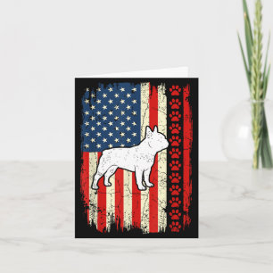Carte Drapeau américain vintage bouledogue français patr